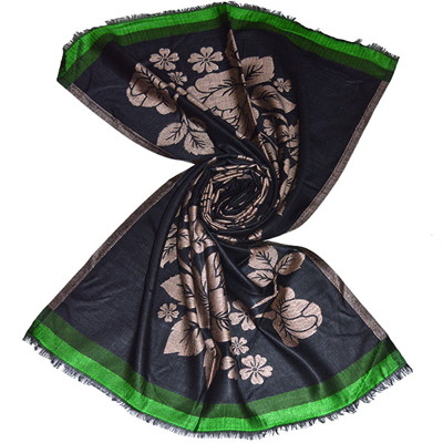 Gold flower black modal scarf