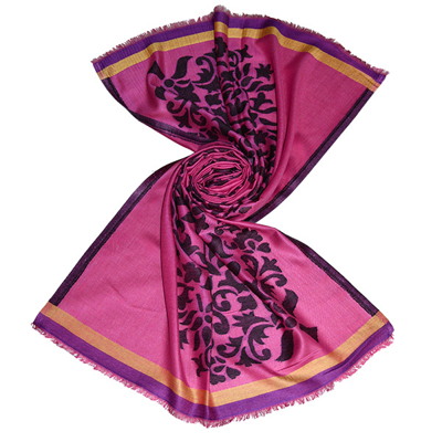pink modal scarf with large paisley motif