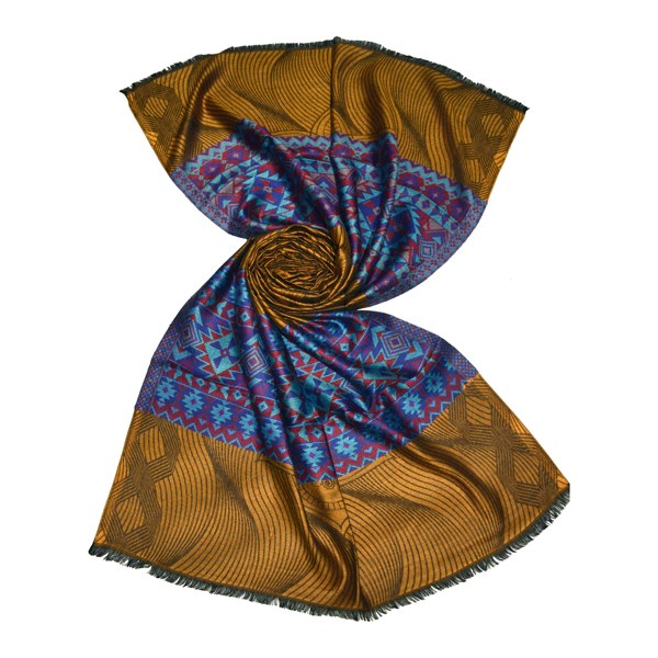 Abstract wave illusion with traditional abstract pattern modal stole made in india