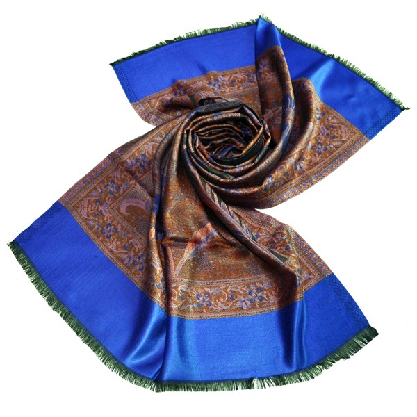 blue floral design modal scarf