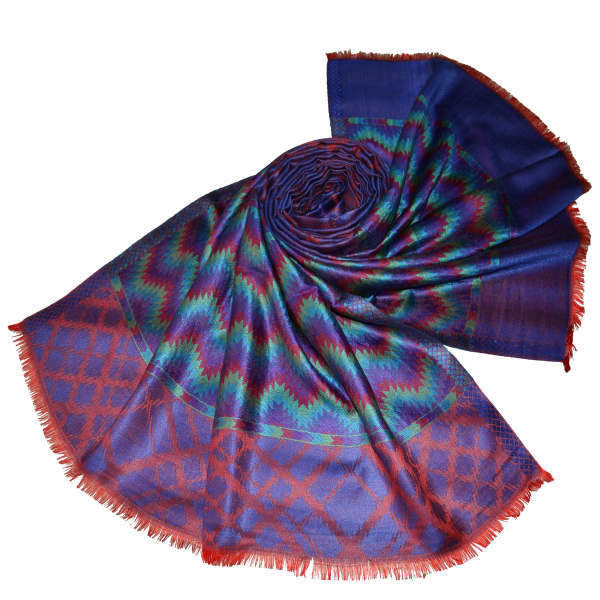 multi color chevron abstract metallic finish modal scarf supplier in india tri star overseas