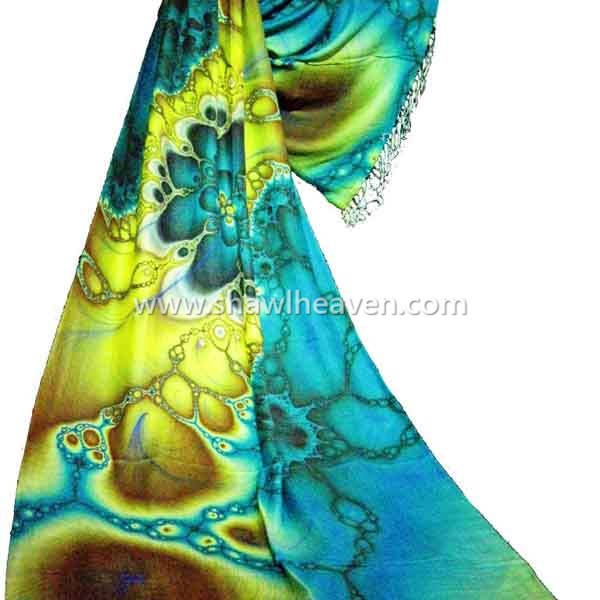Psychadelic ink diffusion stole in pure modal, buy print scarves online from Tri Star Overeseas - India