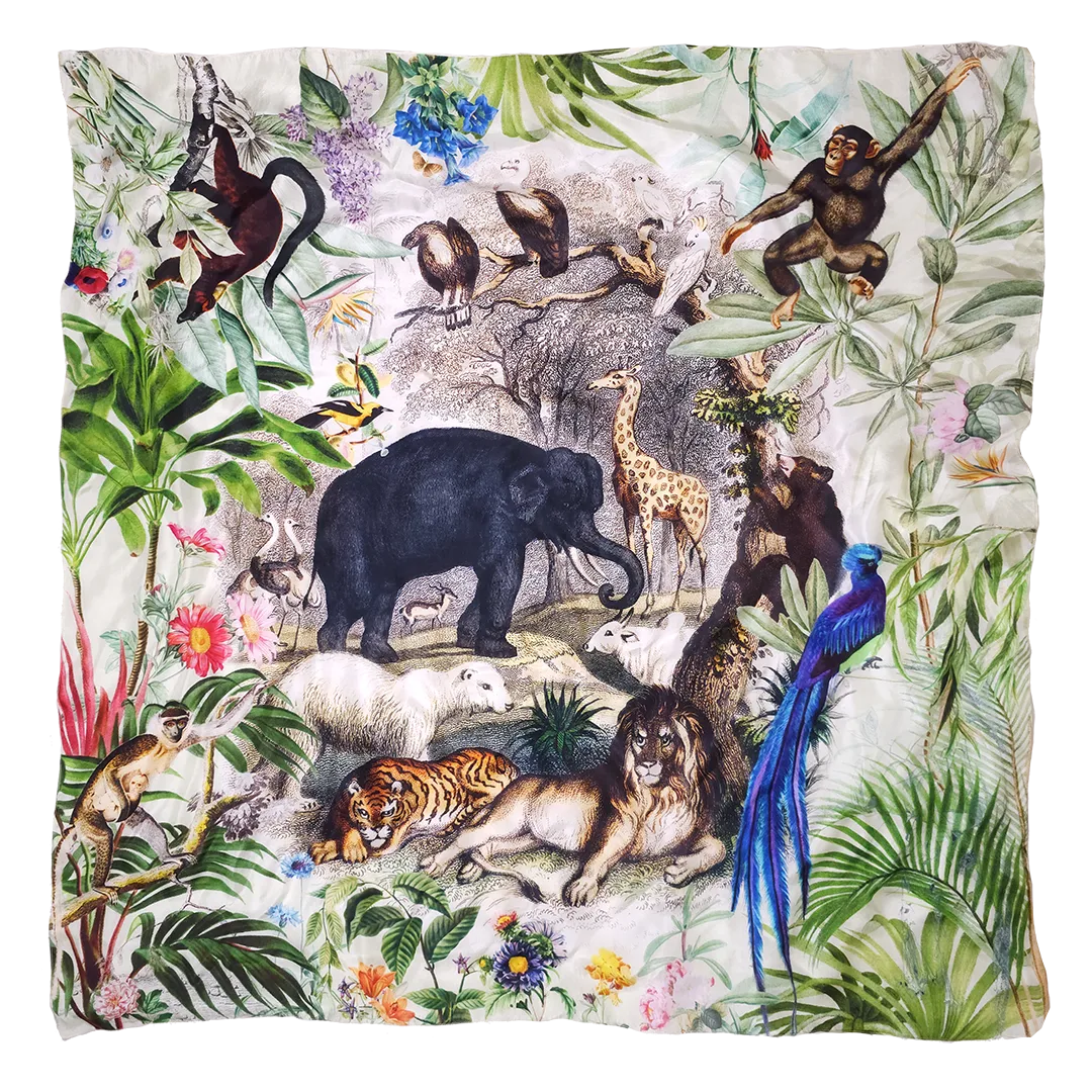Designer jungle safari silk scarf