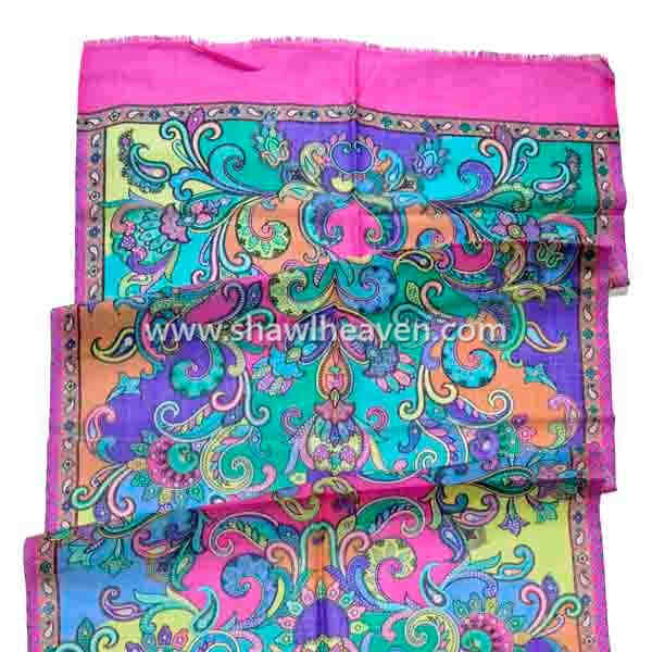 Multicolor bright print paisley scarf made in india