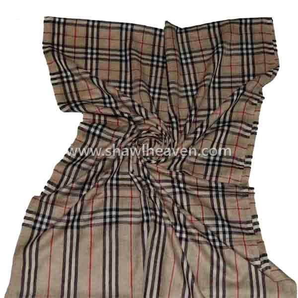 Beige Cashmere Scotland Check Tartan Scarf