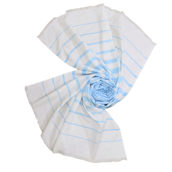 Blue and White Giza Stripes unisex cotton scarf