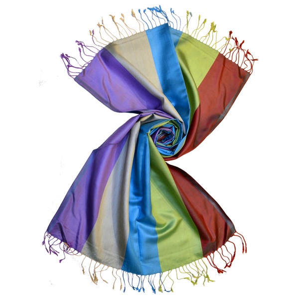 multi color vertical stripes silk scarves from india