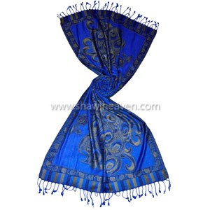 Royal blue peacock designer viscose shawl scarf wholesale