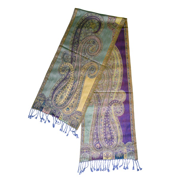 blue multi paisley visocse scarf for women